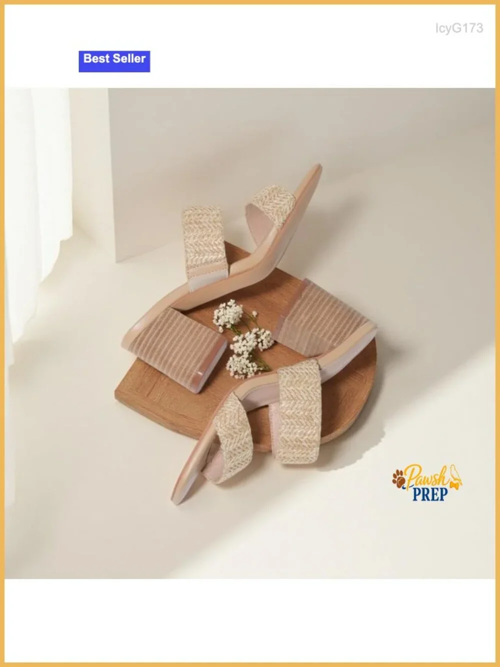 Chunky Block Heels Square Open Toe Raffia Woven Double Strap Slip On Sandals - Picture 3 of 5